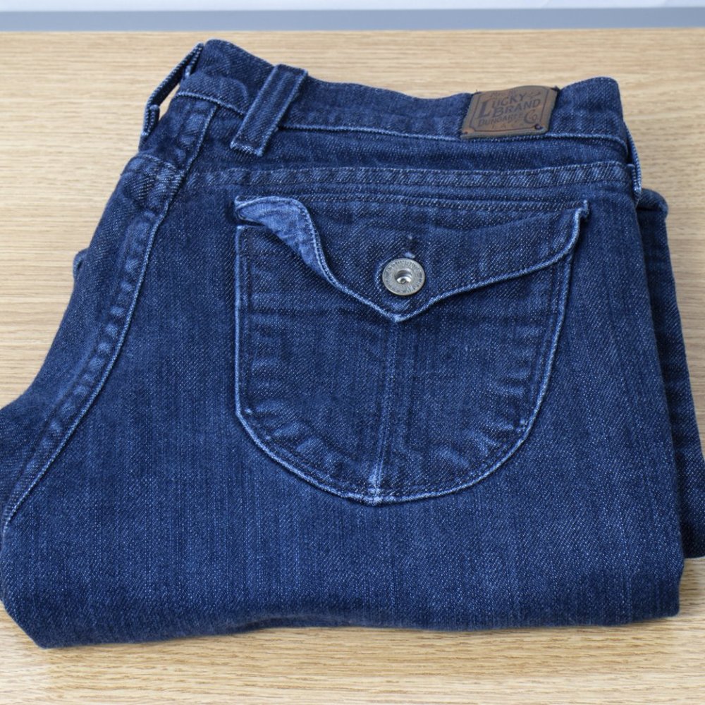 Lucky Brand Zoe Boot 4 (28 X 32) Women's Denim Jeans Flap Pockets Dark Wash USA